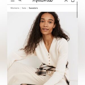 Madewell Asherton Waffle Henley Sweater Size X-Large Antique Cream